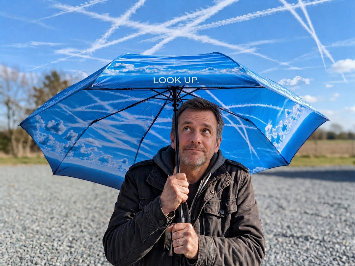 "LOOK UP." Chemtrail Fallout Shield Umbrella